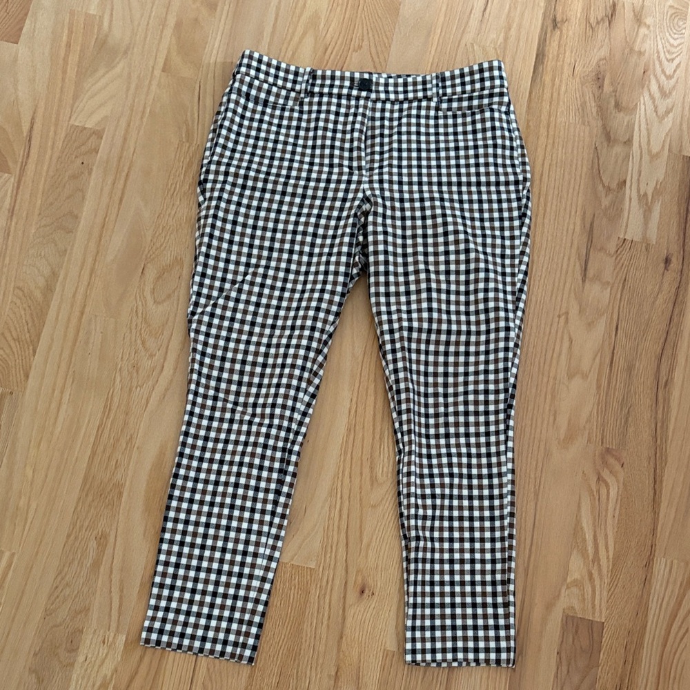 LOFT Black and White Checkered Skinny Pants